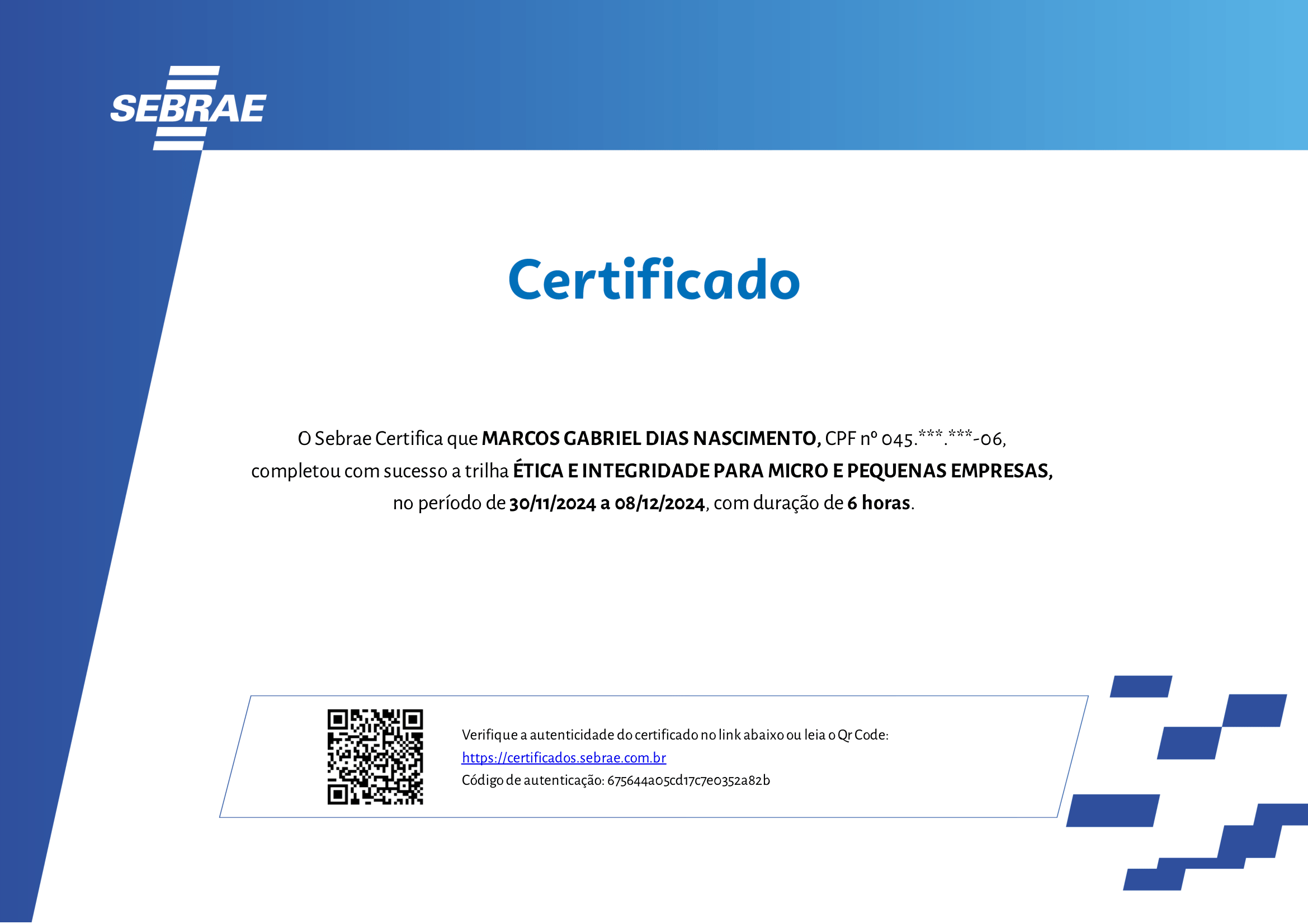 Certificado Ética